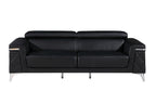 1140 Divanitalia Sofa with Adjustable Headrest in Top-grain Italian Leather - Black