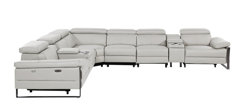 1246 Divanitalia 8-Piece L-Shaped Modular Power Reclining Sectional Sofa with 3 Power Recliners and Power Headrests - Top Grain Italian Leather