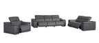 9762 Divanitalia 6-Piece Modular Power Reclining Sofa, Loveseat and Chair Set with 6 Power Recliners in Top Grain Italian Leather - Dark Grey - SKU 9762-DK-GREY-6.6-HT-3PC - view 4