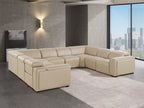1224 Divanitalia 8-Piece U-Shaped Sectional Sofa in Top Grain Italian Leather with 4 Power Recliners & Power Headrests - Beige