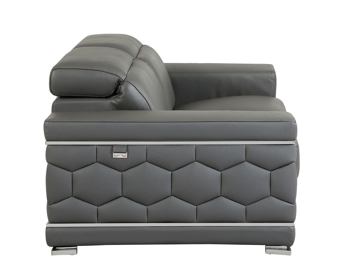 692 Divanitalia Sofa with Adjustable Headrest in Top-grain Italian Leather - Dark Grey - SKU 692-S-DARK GRAY - view 5