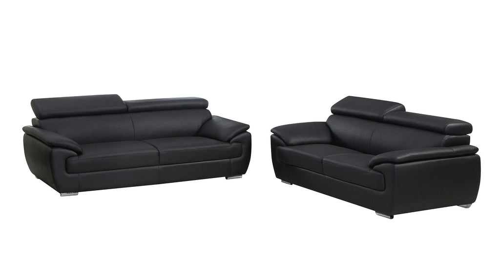 4571 Modern Genuine Leather 2-Piece Sofa Set - Black - SKU 4571-LV BLACK 2PC (S/L) - GROUP - view 2