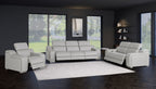 1116 Divanitalia 6-Piece Modular Power Reclining Sofa, Loveseat & Chair Set in Top Grain Italian Leather with 6 Power Recliners & Power Headrests - Light Grey - SKU 1116-LT_GREY-6.6-HT-3PC - view 2