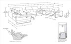 1246 Divanitalia 8-Piece U-Shaped Modular Power Reclining Sectional Sofa with 2 Power Recliners and Power Headrests - Top Grain Italian Leather