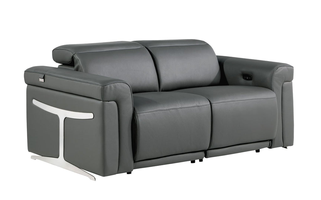 1126 Divanitalia Power Reclining Loveseat in Top Grain Italian Leather with 2 Power Recliners & Power Headrests