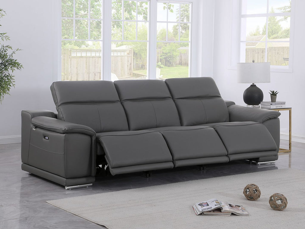 9762 Divanitalia 3-Piece Modular Power Reclining Sofa with 3 Power Recliners in Top Grain Italian Leather