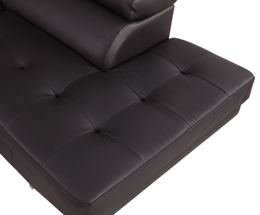 8136 Right Arm Facing Chaise with Adjustable Headrest in Genuine Leather