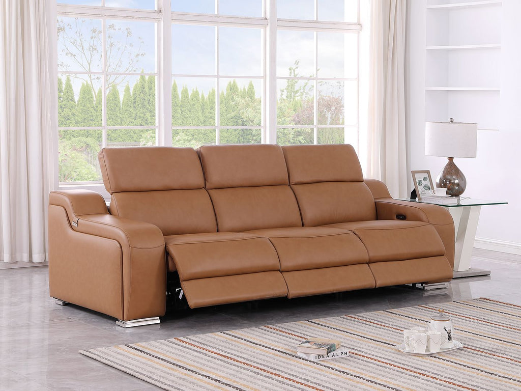 1116 Divanitalia 3-Piece Modular Power Reclining Sofa in Top Grain Italian Leather with 3 Power Recliners & Power Headrests
