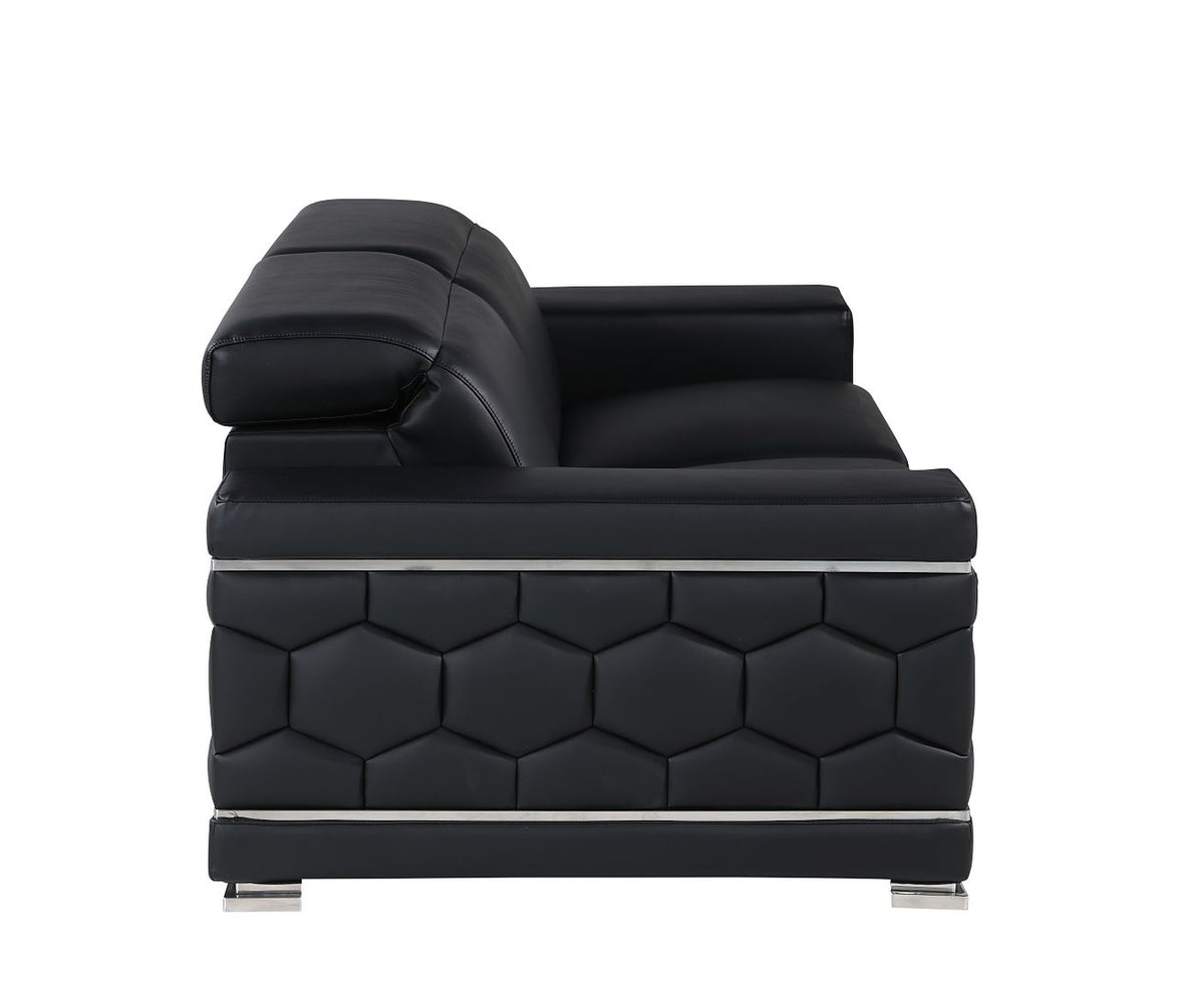 296 Modern Genuine Leather 2-Piece Sofa Set - Black - SKU 296-BLACK-2PC - view 9