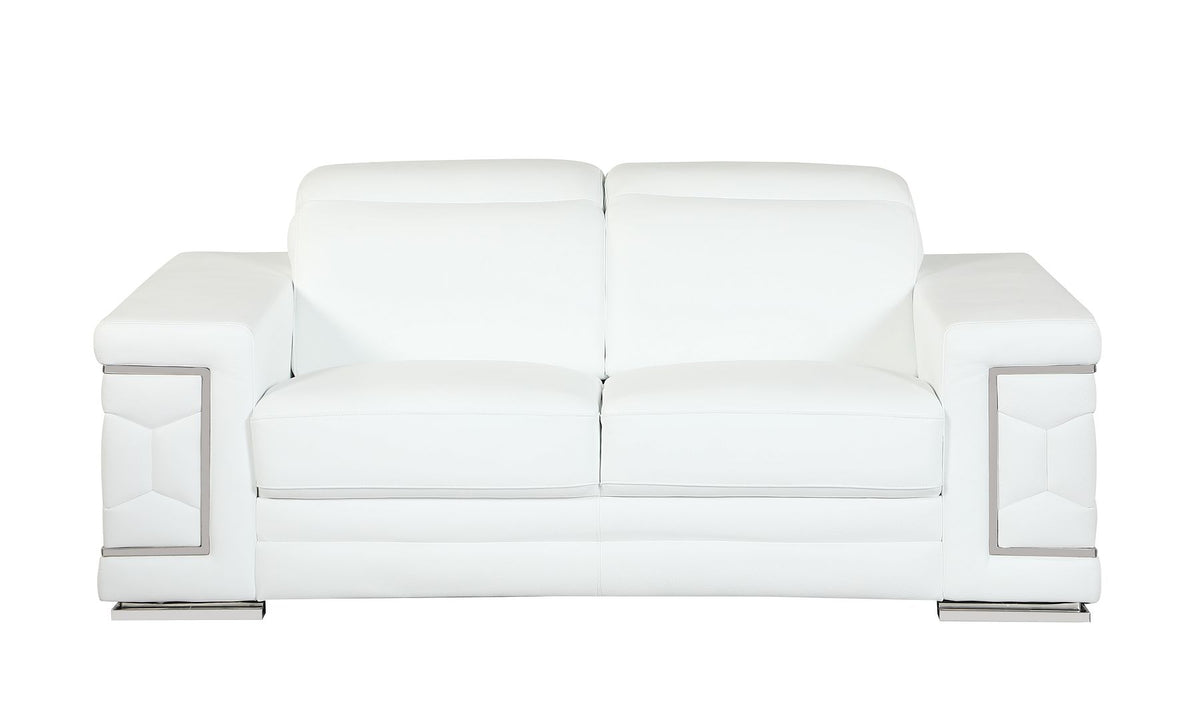 692 Divanitalia Loveseat with Adjustable Headrest in Top-grain Italian Leather - White - SKU 692-L-WHITE