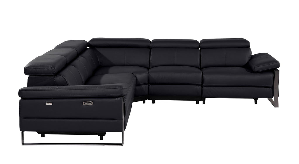 1246 Divanitalia 5-Piece L-Shaped Modular Power Reclining Sectional Sofa with Power Headrests - Top Grain Italian Leather