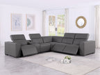 1208 6-Piece L-Shaped Leather Reclining Sectional Sofa with 3 Power Recliners