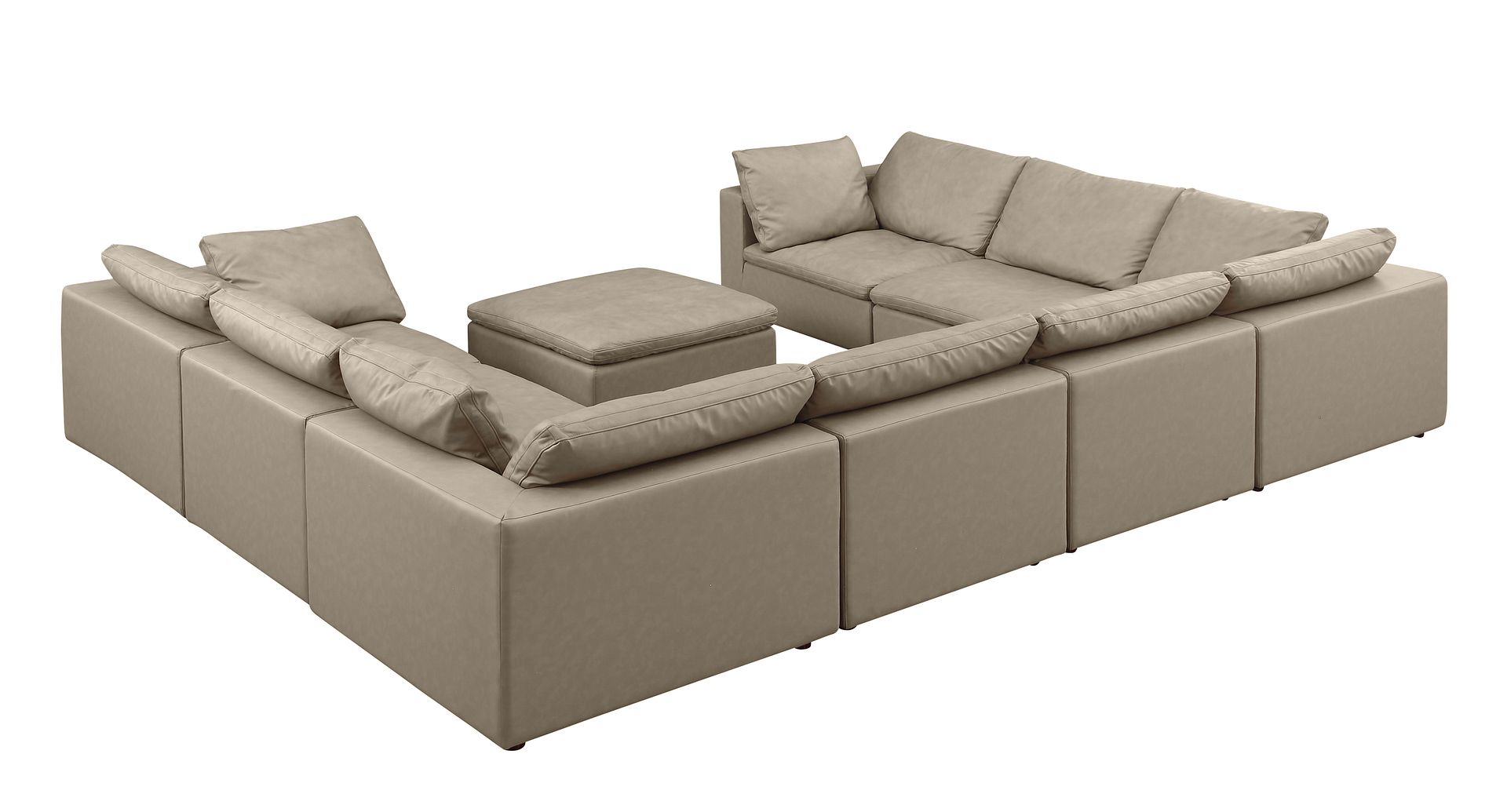 1100 Divanitalia 9-Piece U-Shaped Sectional Sofa in Top-grain Italian Leather