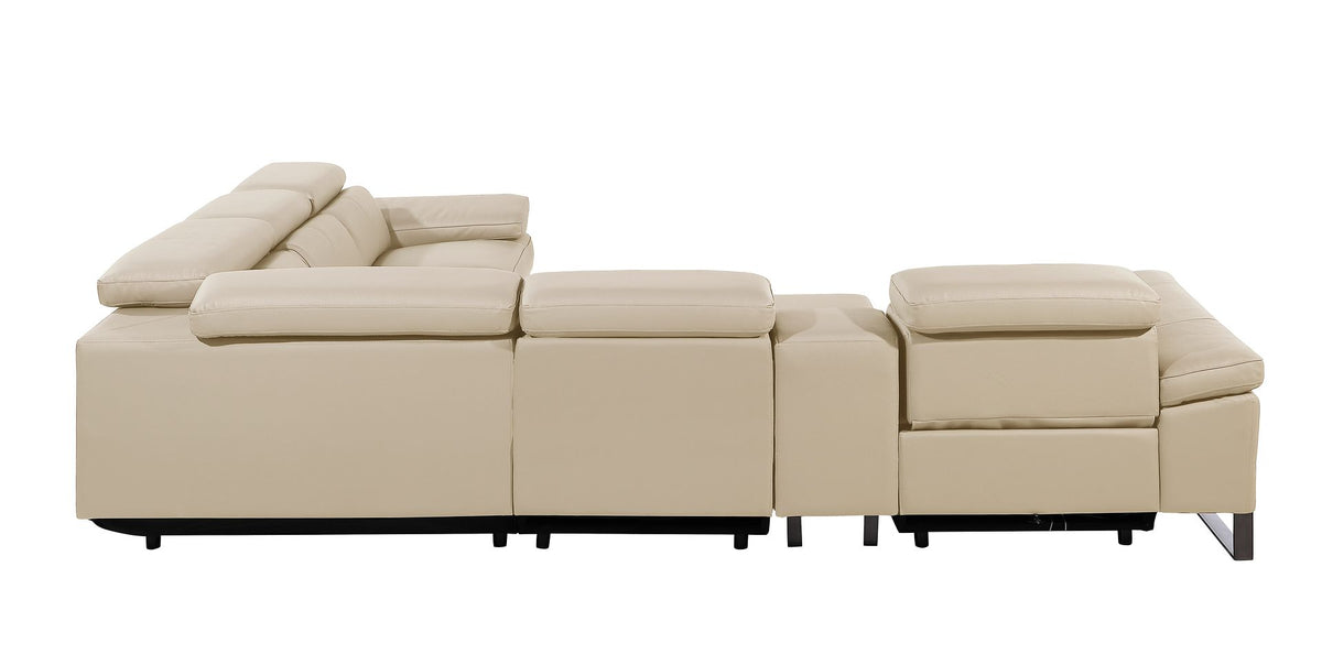 1246 Divanitalia 6-Piece L-Shaped Modular Power Reclining Sectional Sofa with 3 Power Recliners and Power Headrests - Top Grain Italian Leather - Beige - SKU 1246-BEIGE-6PC-3PWR-SECTIONAL - view 7