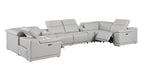 9762 Divanitalia 8-Piece U-Shaped Top Grain Italian Leather Sectional Sofa with 2 Power Recliners - Light Grey - SKU 9762-LT-GREY-8PC-2PWR-U-SECTIONAL-GROUP - view 5