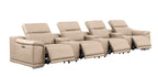 2679 Genuine Leather Sofa with 4 Power Recliners, Power Headrests & 3 Storage Consoles