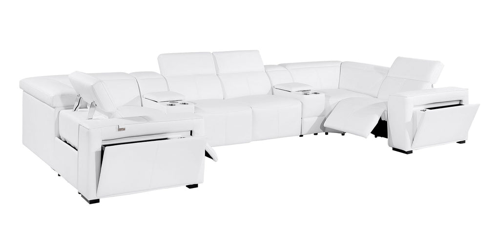 1224 Divanitalia 8-Piece U-Shaped Sectional Sofa in Top Grain Italian Leather with 2 Power Recliners & Power Headrests - White - SKU 1224-WHITE-8PC-2PWR-U-SECTIONAL - view 5