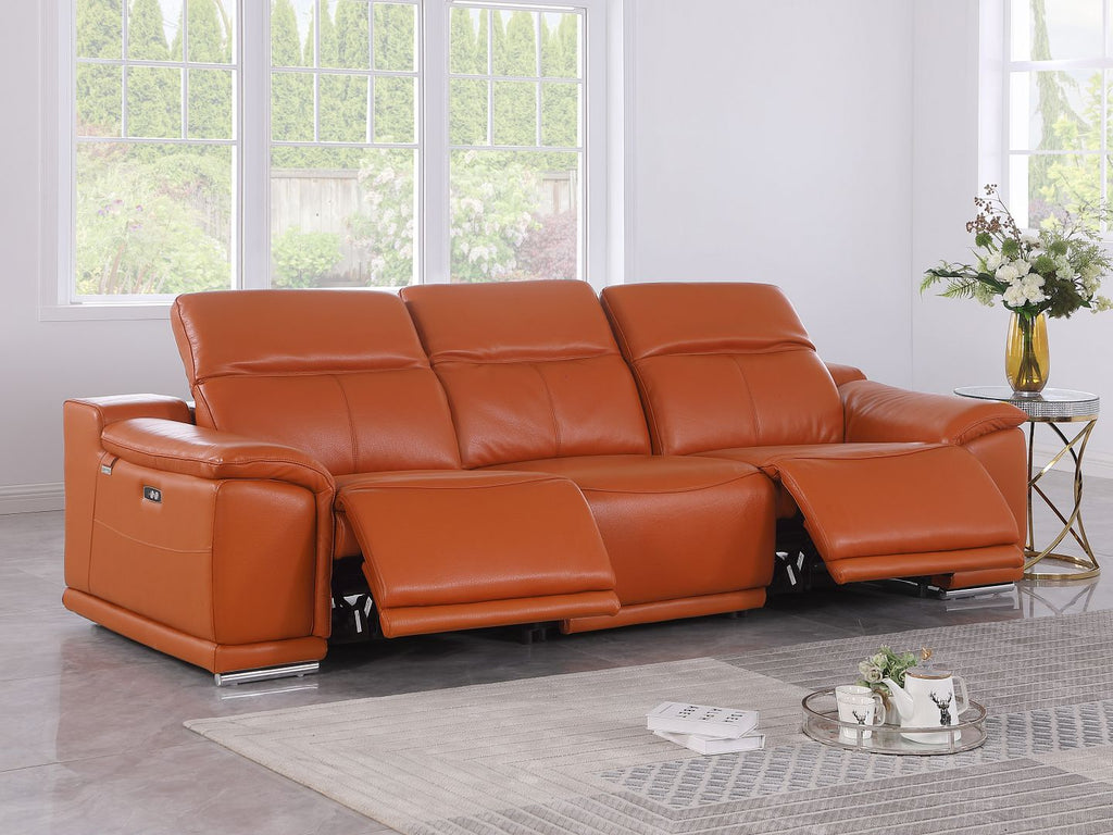 9762 Divanitalia 3-Piece Modular Power Reclining Sofa with 2 Power Recliners in Top Grain Italian Leather