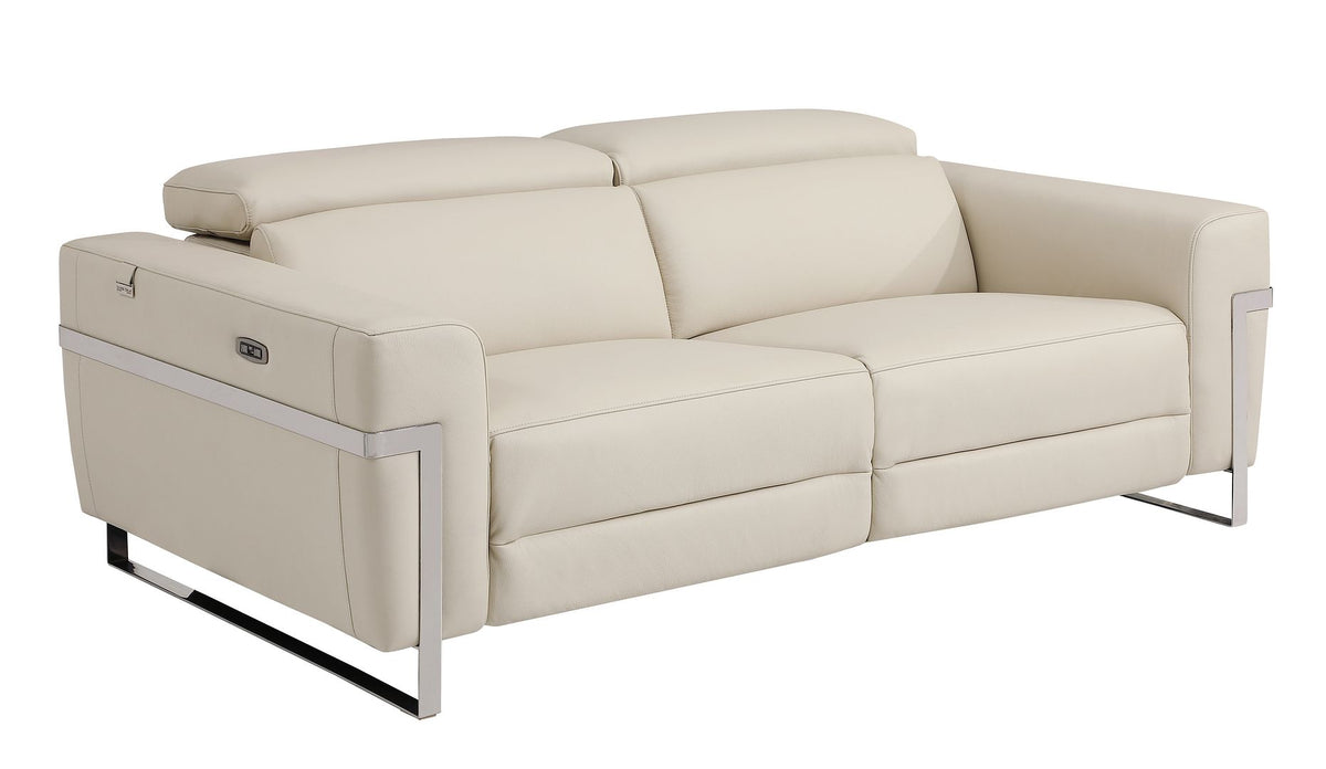 990 Divanitalia Power Reclining Sofa with Power Headrest in Top-grain Italian Leather - Beige - SKU 990-BEIGE-S - view 2