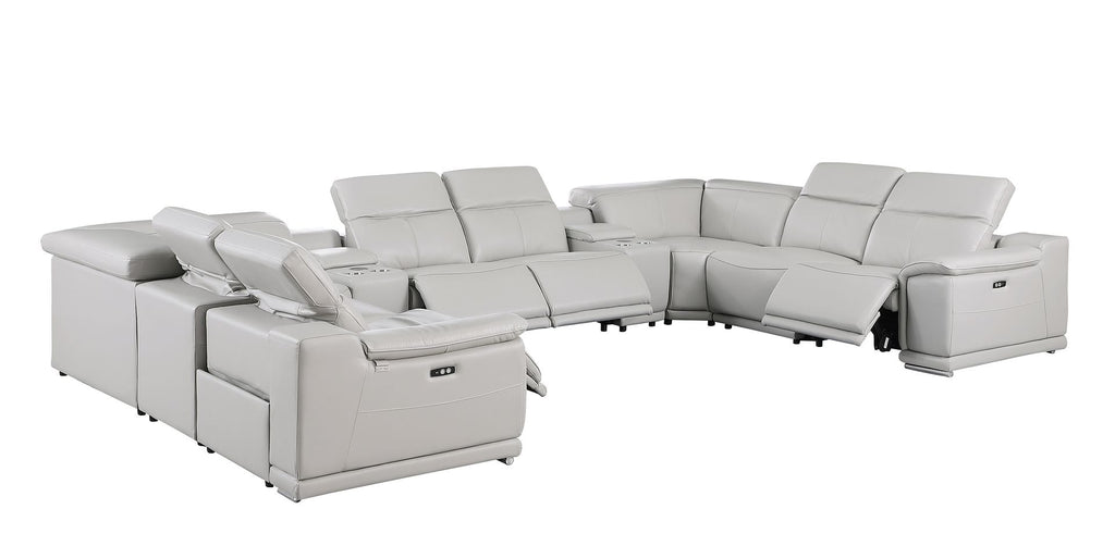9762 Divanitalia 10-Piece U-Shaped Top Grain Italian Leather Sectional Sofa with 4 Power Recliners