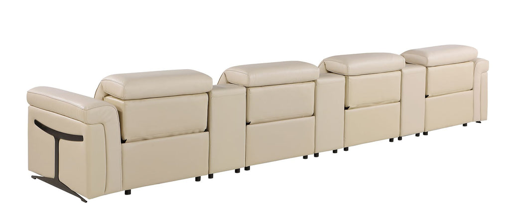 1126 Divanitalia 7-Piece Modular Power Reclining Sofa in Top Grain Italian Leather with 4 Power Recliners & Power Headrests - Beige - SKU 1126-BEIGE-7.4-HT - view 7