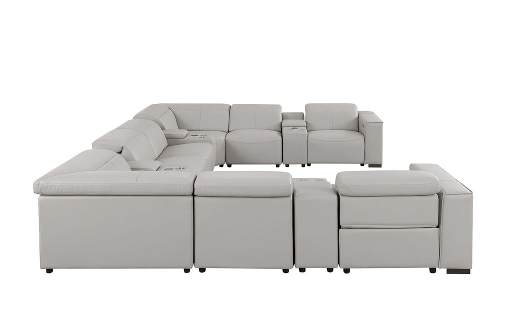 1208 12 Piece U-Shaped Leather Sectional Sofa with 4 Power Recliners & Power Headrest