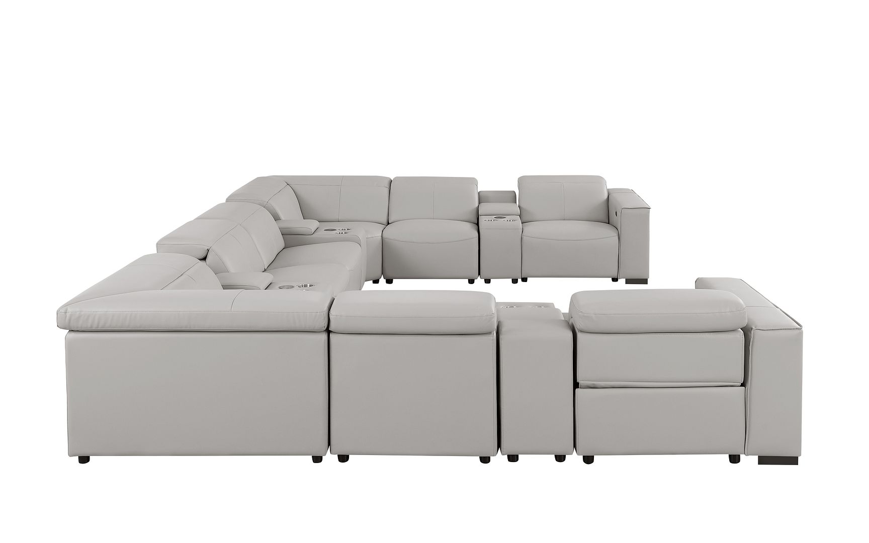1208 12 Piece U-Shaped Leather Sectional Sofa with 4 Power Recliners & Power Headrest