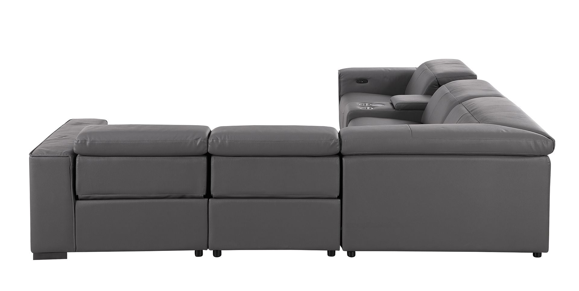 1208 6-Piece L-Shaped Leather Reclining Sectional Sofa with 3 Power Recliners