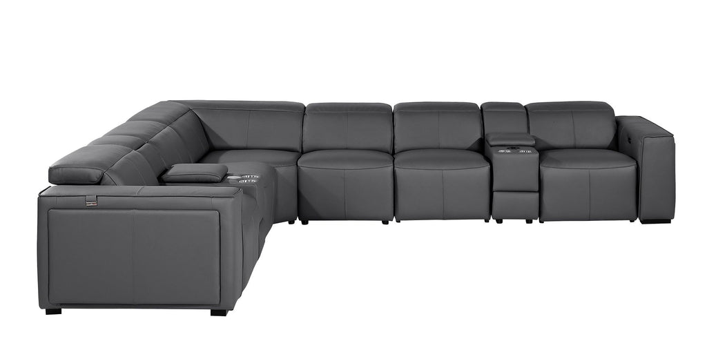 1224 Divanitalia 8-Piece U-Shaped Sectional Sofa in Top Grain Italian Leather with 4 Power Recliners & Power Headrests