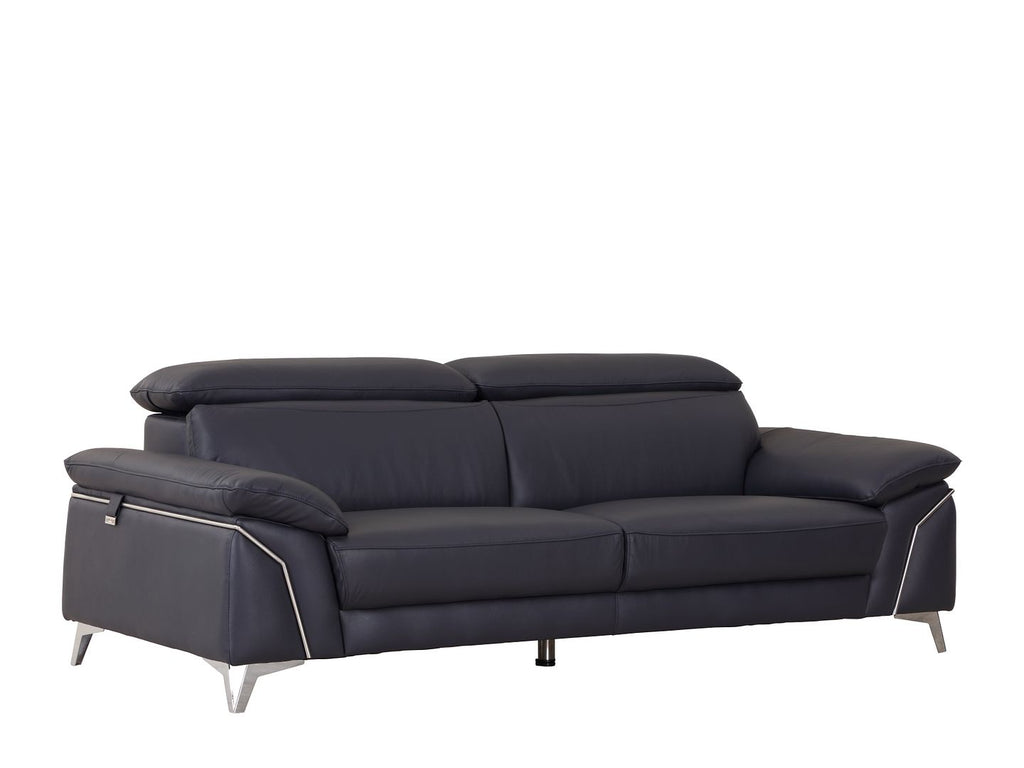 727 Divanitalia Sofa with Adjustable Headrest in Top-grain Italian Leather - Navy - SKU 727-S-NAVY - view 2