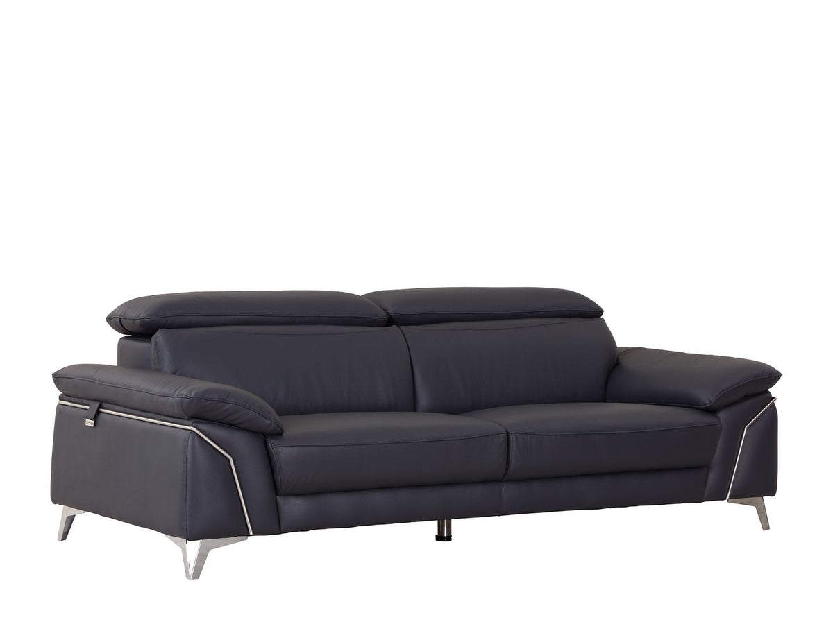 727 Divanitalia Sofa with Adjustable Headrest in Top-grain Italian Leather - Navy - SKU 727-S-NAVY - view 2