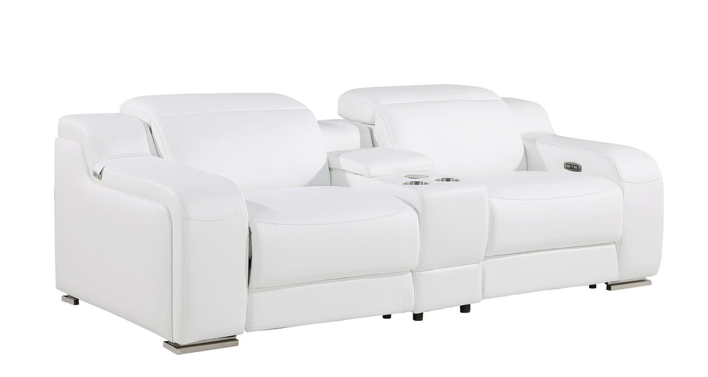 1116 Divanitalia 8-Piece Modular Power Reclining Sofa & Loveseat Set in Top Grain Italian Leather with 5 Power Recliners & Power Headrests - White - SKU 1116-WHITE-8.5-HT - view 8