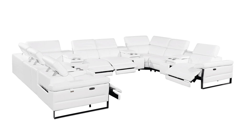 1246 Divanitalia 12-Piece U-Shaped Modular Power Reclining Sectional Sofa with 4 Power Recliners and Power Headrests - Top Grain Italian Leather - Black - SKU 1246-BLACK-12PC-4PWR-U-SECTIONAL - view 5