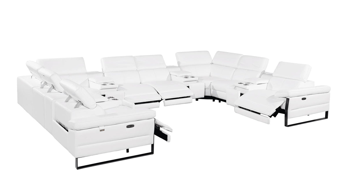 1246 Divanitalia 12-Piece U-Shaped Modular Power Reclining Sectional Sofa with 4 Power Recliners and Power Headrests - Top Grain Italian Leather - Black - SKU 1246-BLACK-12PC-4PWR-U-SECTIONAL - view 5
