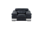 415 Divanitalia Chair with Adjustable Headrest in Top-grain Italian Leather - Black - SKU 415-CH-BLACK