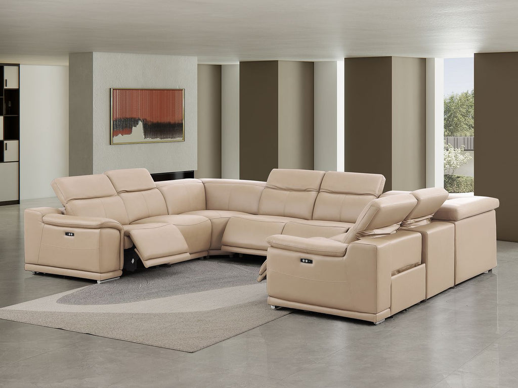 2679 8-Piece U-Shaped Power Reclining Sectional Sofa in Genuine Leather - 4 Recliners