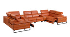 1246 Divanitalia 8-Piece U-Shaped Modular Power Reclining Sectional Sofa with 2 Power Recliners and Power Headrests - Top Grain Italian Leather