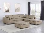 1100 Divanitalia 6-Piece Right Arm Facing 3-Seat Sectional Sofa - Top-grain Italian Leather - Beige