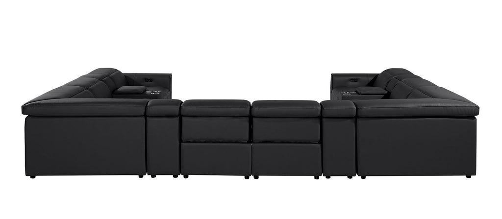 1224 Divanitalia 12-Piece U-Shaped Sectional Sofa in Top Grain Italian Leather with 4 Power Recliners & Power Headrests