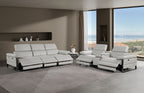 1246 Divanitalia Modular Power Triple Reclining Sofa and Console Loveseat Set with Power Headrests - Top Grain Italian Leather - Light Grey - SKU 1246-LT-GREY-6.5-HT-2PC - view 2