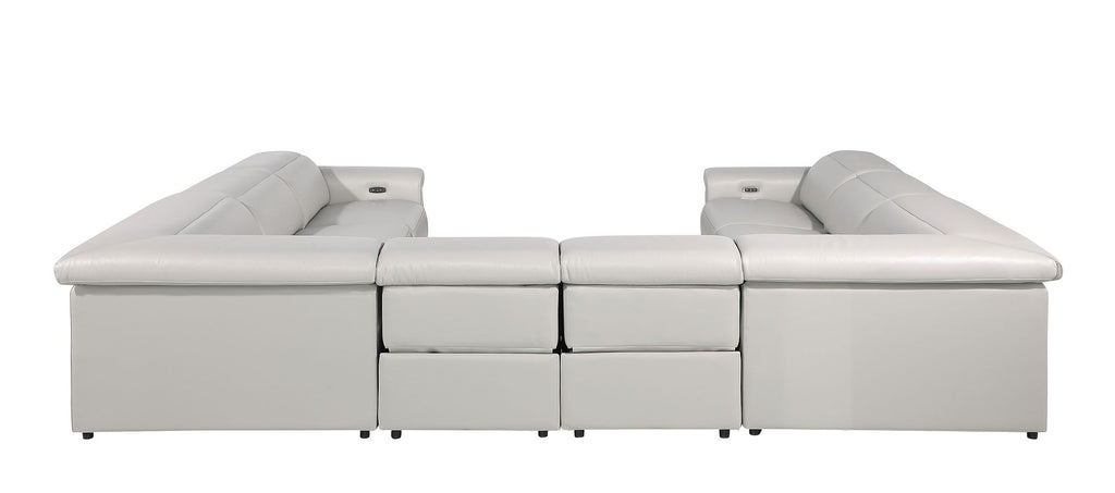 1126 Divanitalia 8-Piece U-Shaped Sectional Sofa in Top Grain Italian Leather with 4 Power Recliners & Power Headrests