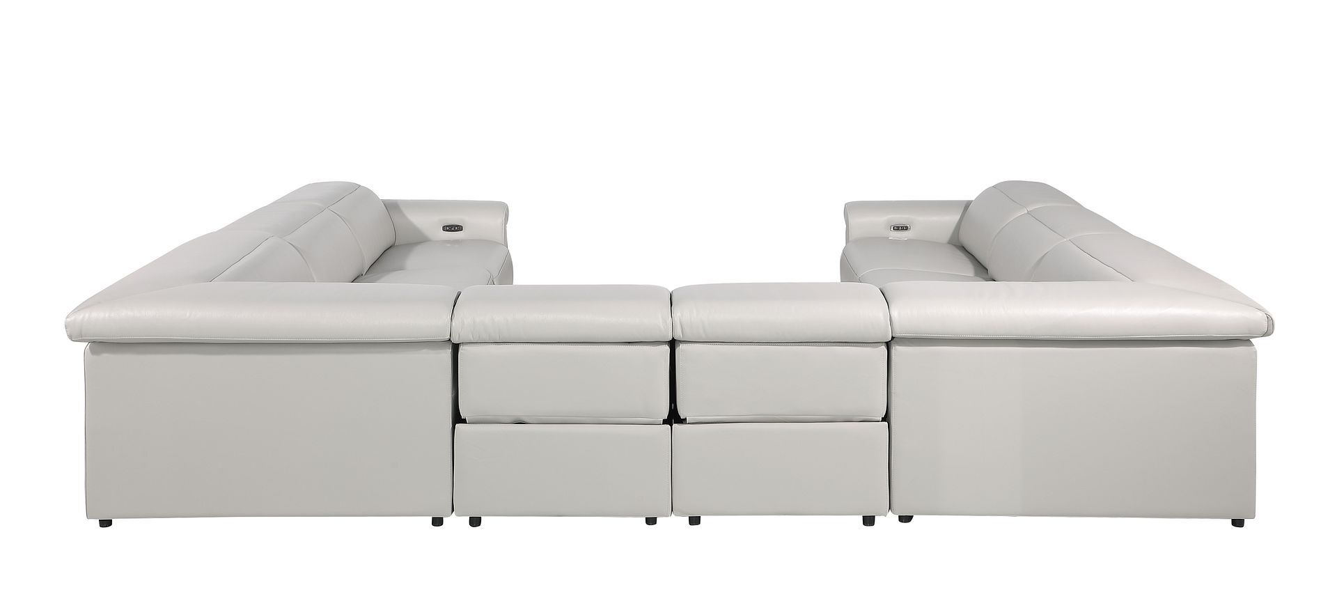 1126 Divanitalia 8-Piece U-Shaped Sectional Sofa in Top Grain Italian Leather with 4 Power Recliners & Power Headrests