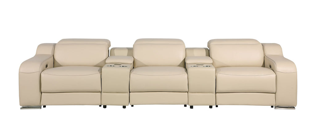 1116 Divanitalia 5-Piece Modular Power Reclining Sofa in Top Grain Italian Leather with 3 Power Recliners & Power Headrests