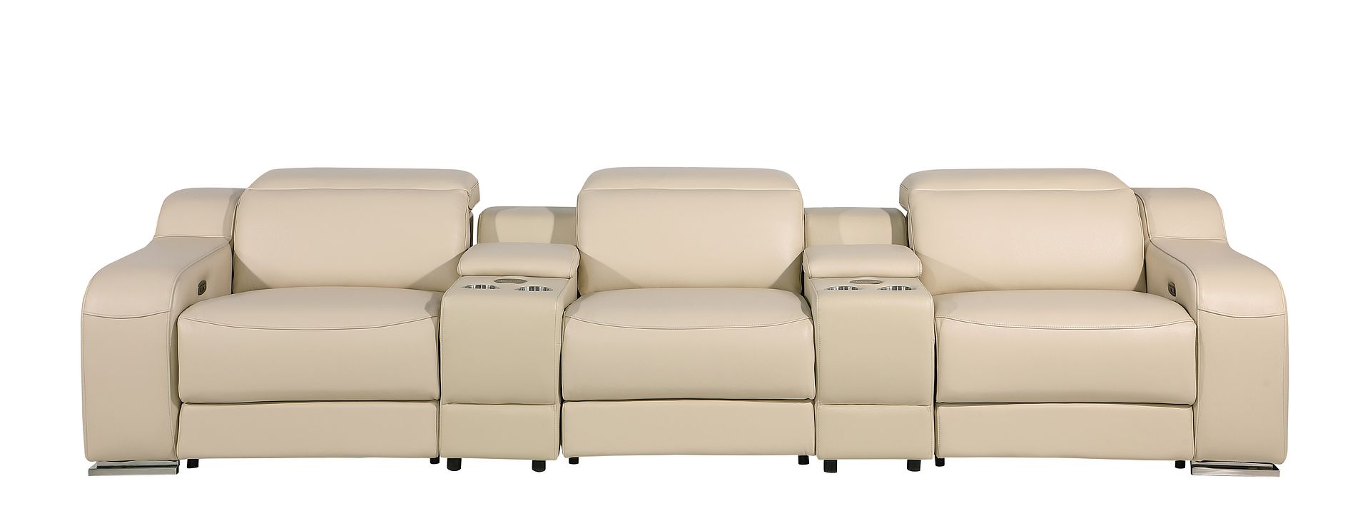 1116 Divanitalia 5-Piece Modular Power Reclining Sofa in Top Grain Italian Leather with 3 Power Recliners & Power Headrests