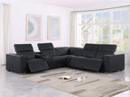 1208 6-Piece L-Shaped Leather Reclining Sectional Sofa with 3 Power Recliners