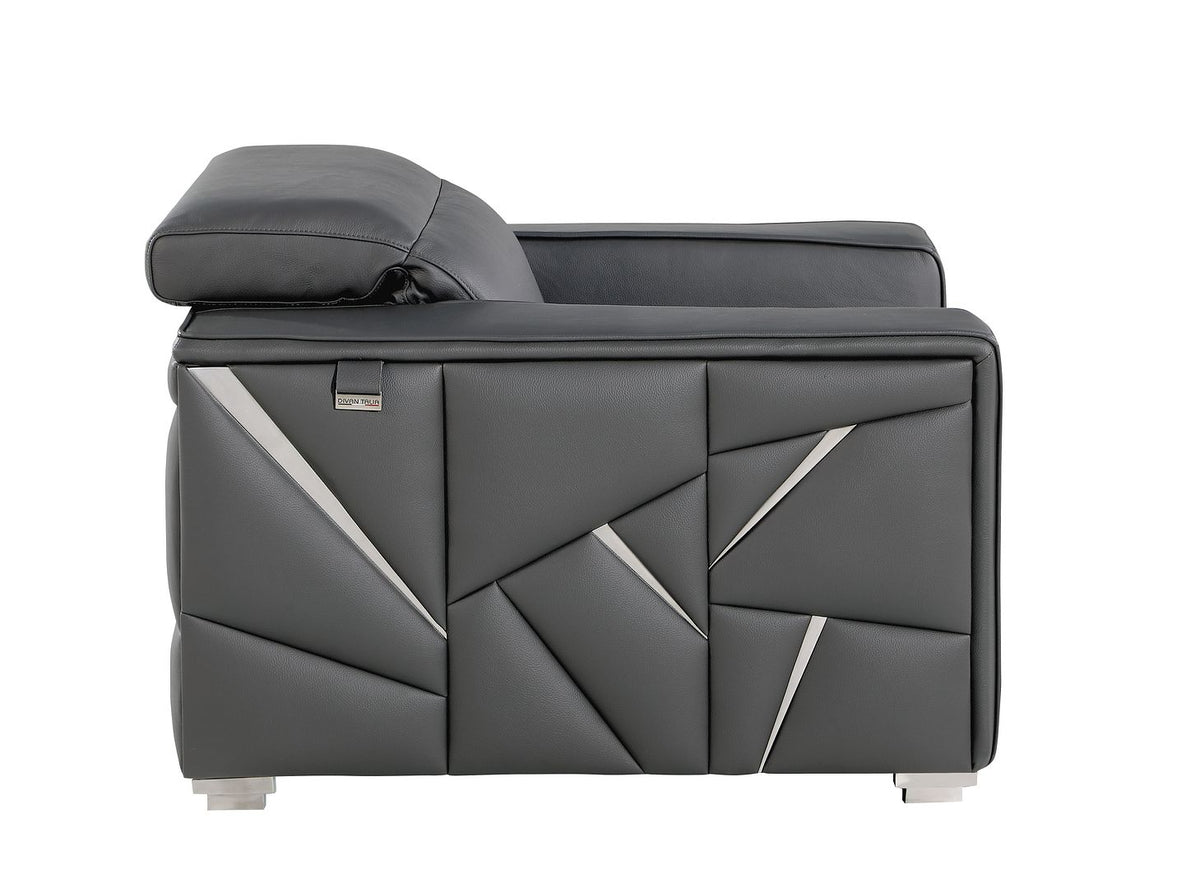 1120 Divanitalia Chair with Adjustable Headrest in Top-grain Italian Leather - Dark Grey - SKU 1120-DK-GREY-CH - view 5