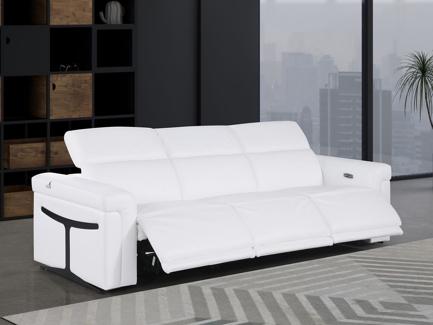 1126 Divanitalia 3-Piece Modular Power Reclining Sofa in Top Grain Italian Leather with 3 Power Recliners & Power Headrests