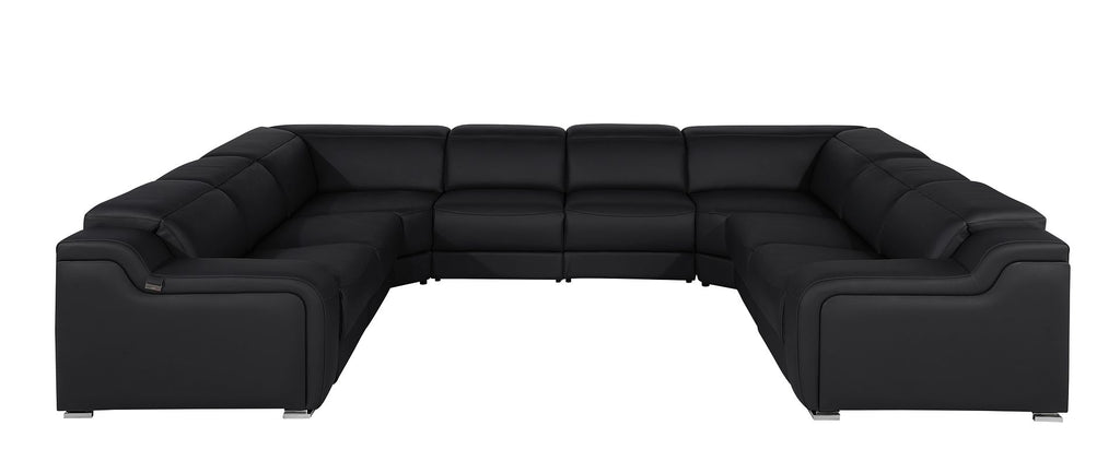 1116 Divanitalia 8-Piece U-Shaped Sectional Sofa in Top Grain Italian Leather with 4 Power Recliners & Power Headrests - Black - SKU 1116-BLACK-8PC-4PWR-U-NC-SECTIONAL-GROUP - view 3