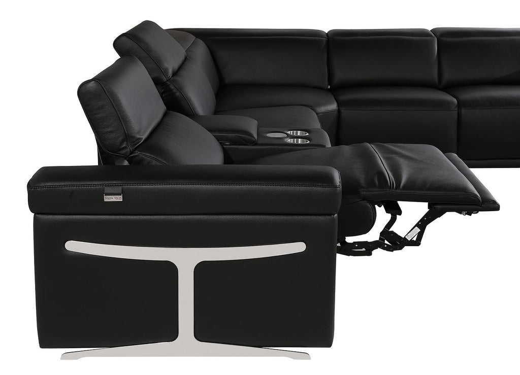 1126 Divanitalia 8-Piece U-Shaped Sectional Sofa in Top Grain Italian Leather with 4 Power Recliners & Power Headrests