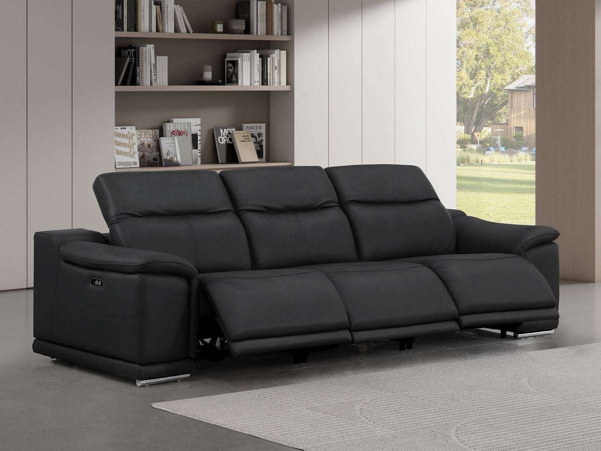 2679 Genuine Leather Sofa with 3 Power Recliners - Black - SKU 2679-BLACK-3.3-HT - view 2